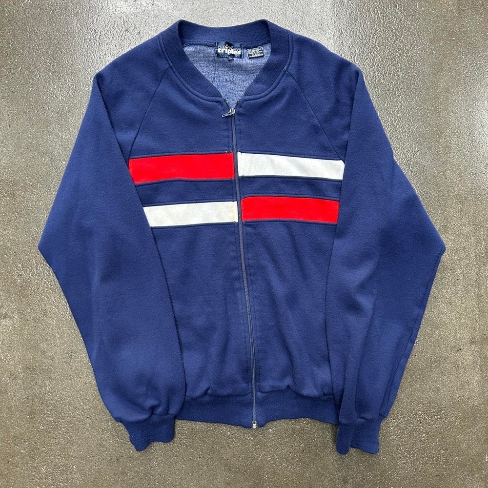 Vintage 90s Triples Full Zip up Warm up Jacket Men's Size Medium Track Jacket